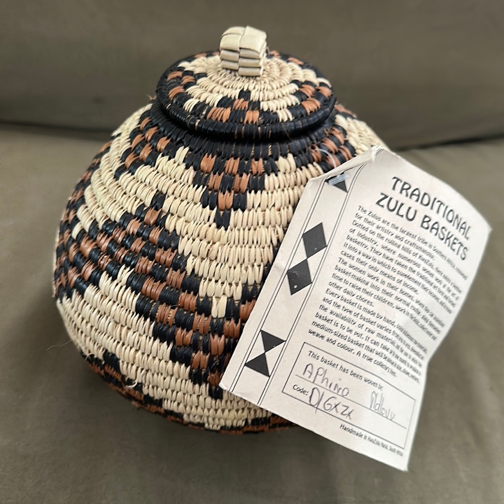 Vintage traditional Zulu woven basket